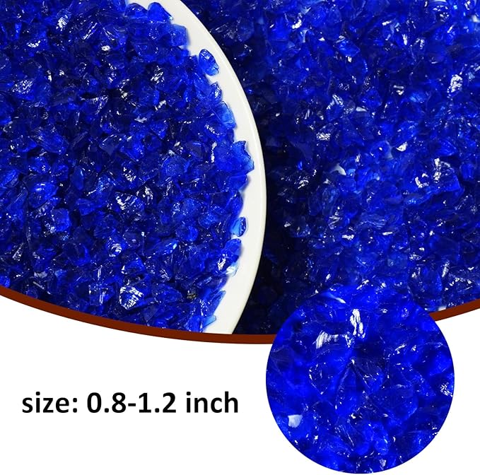 1 Lb Dark Blue,Small Crushed Sea Glass,Sea Glass Decor,Irregular Glass Rocks for Tabletop Fountain Fillers,Aquarium,Fish Turtle Tank Decorations,DIY Crafts,Flowerpot Decoration