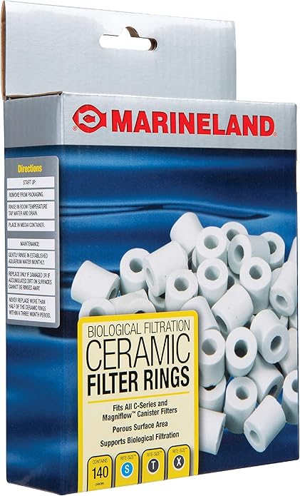 Marineland Ceramic Filter Rings, 140 Count, Support Biological Aquarium Filtration, Rite-Size S, T and X, Fit All C-Series and Magniflow Canister Filters