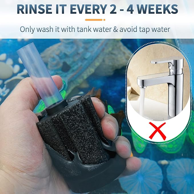 Pawfly 4 Pack Aquarium Nano Bio Sponge Filter Quiet Betta Fry Shrimp and Small Fish Foam Filter for Tiny Fish Tank up to 10 Gallon