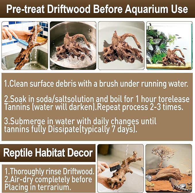 Kaiyuan Dynasty Natural Aquarium Driftwood Reptile Drift Wood Branches Driftwood Branches for Fish Tank Terrariums 6-10" 3Pcs