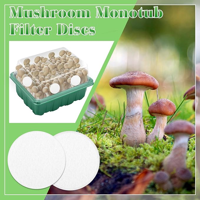 24PCS Monotub Filters, Self-Adhesive Monotub Filter Discs Replacements for Mushroom Growing Supplies