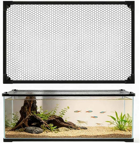 Magnetic Fish Tank Cover Net Aquarium Lid, Mesh Top Hood Cut to Any Size Ventilation Transparency Anti-Jumping Aquarium Cover
