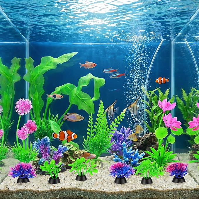 12 Pcs Fish Tank Plants Plastic Aquarium Plants, Fish Tank Accessories Aquarium Decorations Fishs Tanks Decor Aquariums Decor Plastic Plant