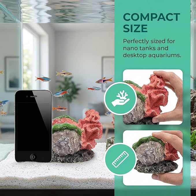 Aquarium Decor Resin Coral Fish Tank Decorations, Small Aquarium Hideout Ornament for Betta Shrimp Goldfish, Fish Tank Accessories Decorations Artificial Reef