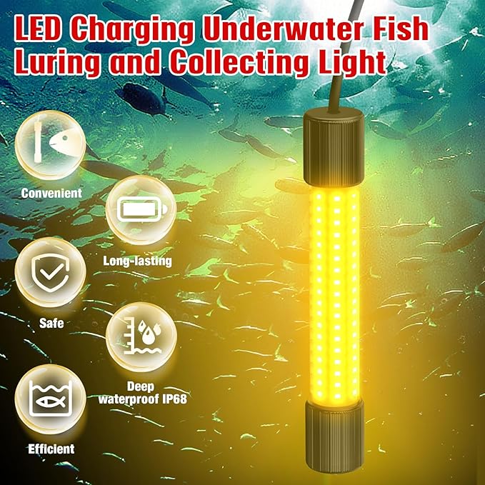 Underwater Fishing Warm Light Compatible with Milwaukee M18 Battery,1300 Lumens, LED Light for IP68 Waterproof Submersible Fish Attracting Light, Night Fishing Light (No Battery)