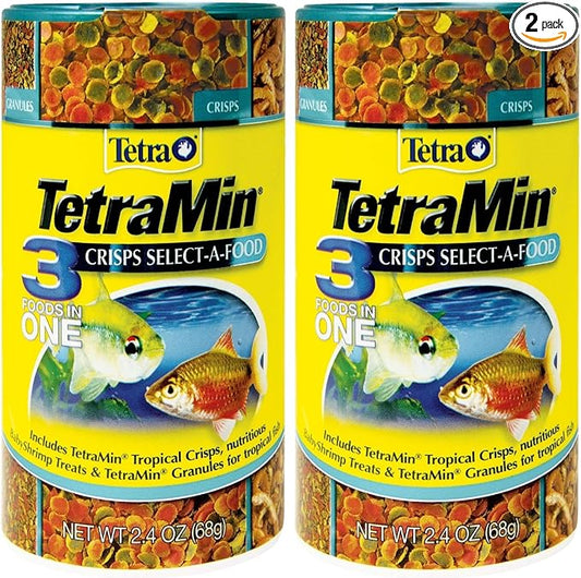 TetraMin Crisps Select-A-Food 2.4 Ounces, Fish Food, Variety Pack (77037) (Pack of 2)