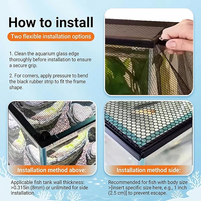 Magnetic Aquarium Lid Fish Tank Top Cover Hood Anti-Jumping Mesh Net for Fishs Tank Top Cover to Protect Fishes Jumping Out of for up to 40 Gallon Fish Tank