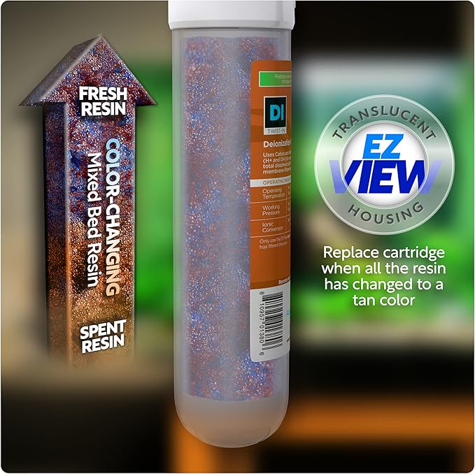 Aquatic Life Color Changing Deionization Filter Cartridge for Twist-in Units, 1 Each