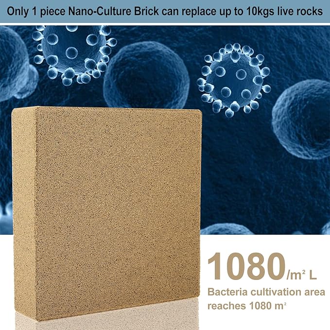 RealPlus Aquarium Filter Media Bio Ceramic Brick Bio Filter Media for Marine and Freshwater Aquarium Canister Filter Pond Fish Tank, 6 Pack (4" x 4" x 1")
