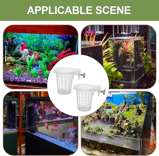Generic Translucent Aquarium Plant Holder | 2PCS Aquatic Plant Holder with Holes | Aquaponic Plant Cultivation Holder | Pet Supplies Aquatic Plant Pots for Fish Tank