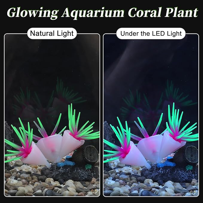 Fluorescent Aquarium Coral, Vibrant Glowing Effect, Fish Tank Decorations, Artificial Accessories, Green