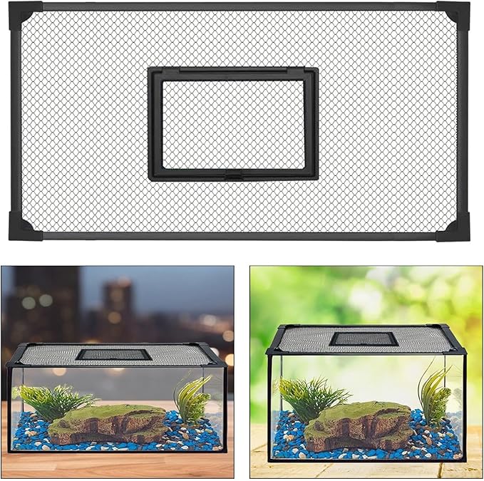 DIY Aquarium Hood with Jump Protection Mesh Cover for Tanks, 80x40cm