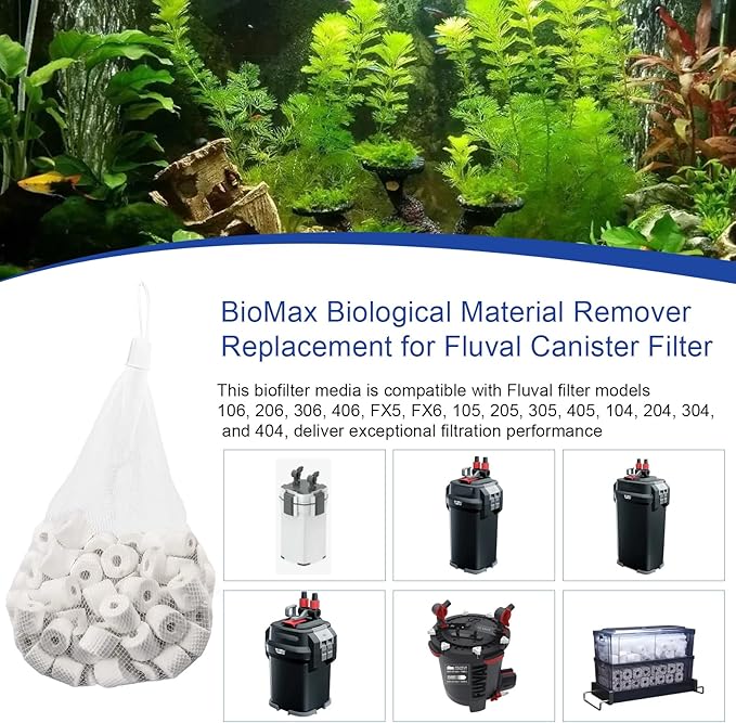 BioMax Biological Material Remover Replacement for Fluval Canister Filter, 17.6Oz/500g Biomax for Aquarium Filter Media, Filter Media Replacement Ceramic Rings for Aquarium Filter Fish Tank Pond