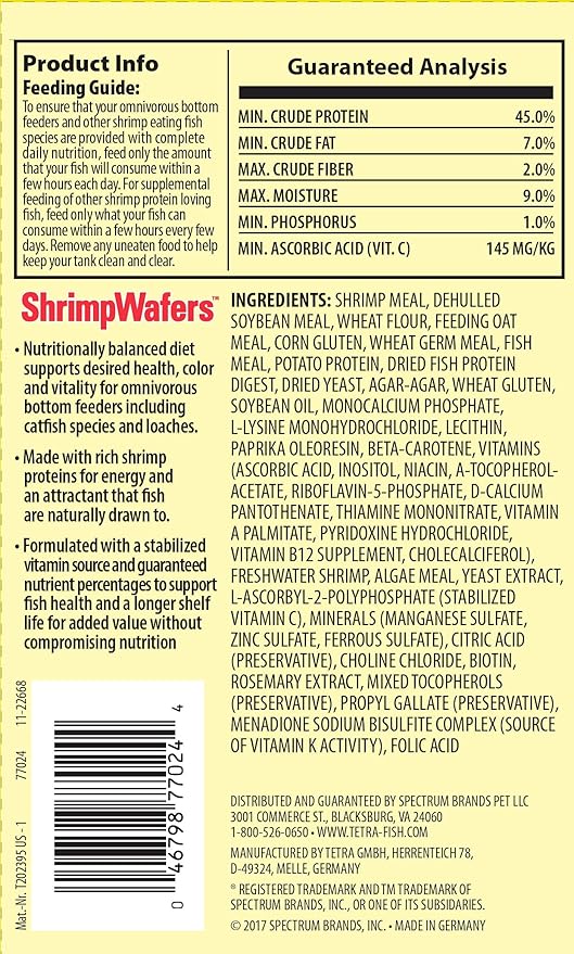 Tetra ShrimpWafers Complete Diet for Catfish and Loaches 3 Ounce,(Pack of 2)