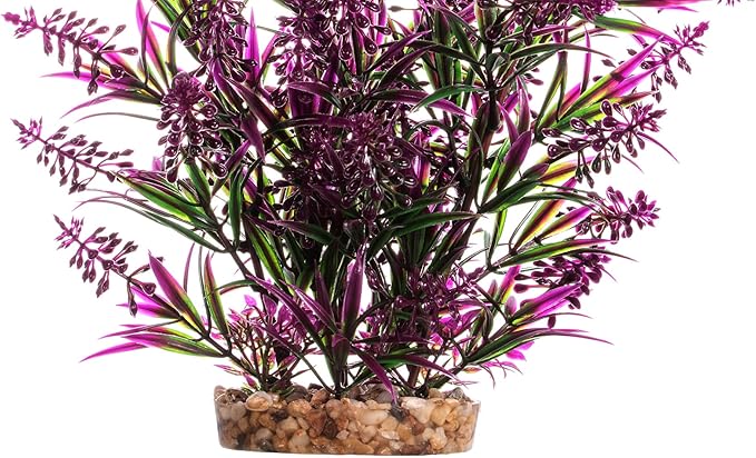 CNZ Aquarium Decor Fish Tank Decoration Ornament Artificial Plastic Plant Green/Purple, 11.8-inch