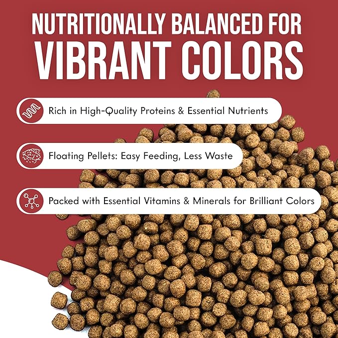 Pack of 8 Color Extra Swim Koi Fish Food of 2.5lb for All Stages of Live Koi Fish - Floating Pellet of Size 4.5mm