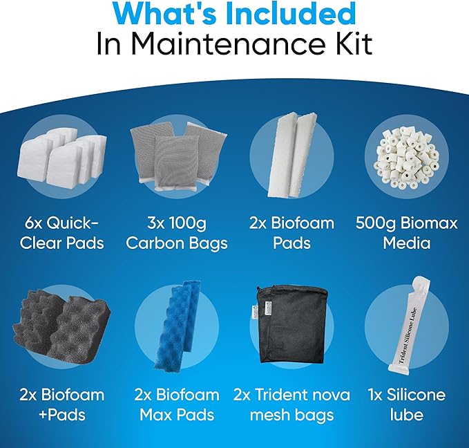 Filter Media 306/307 Filter Media Canister Filter Maintenance & Replacement Filter Media Kit, Including Trident Nova Mesh Bags(Quick Clear/Water polishing Pad, BioFoam, Carbon, Biomax)