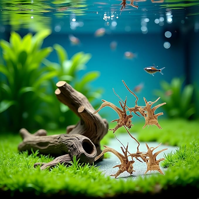 2Pcs Aquarium Driftwood Branches Natural Wood Reptiles Trunk Wood Fish Tank Decoration Plant Stump Ornament Landscaping, Fish Tank Decoration, 8-10cm