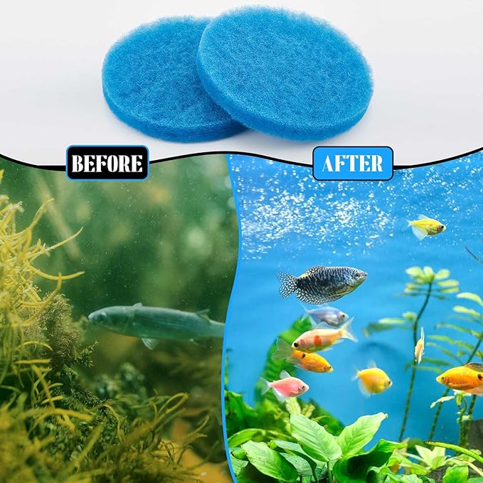Tranqun 24 Pcs Fine Filter Water Polishing Pad Compatible with Fluval Fx4, Fx5, Fx6 7 x 7 x 0.79 Inches Blue Filter Media Canister Aquarium Water Polishing Pads