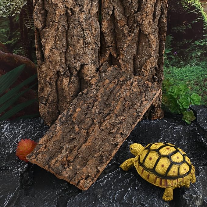 POPETPOP 3 Pcs Natural Bark Aquarium Decor 7.87X4.13X0.59In Reptile Tank Background for Terrarium Gecko Tortoise Snake Habitat Wall Ornament