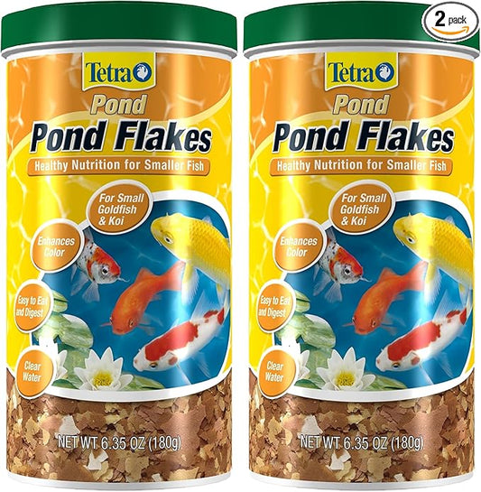 TetraPond Pond Flakes, Complete Nutrition for Smaller Pond Fish, Food for Goldfish and Koi, 6.35 Ounces (Pack of 2)