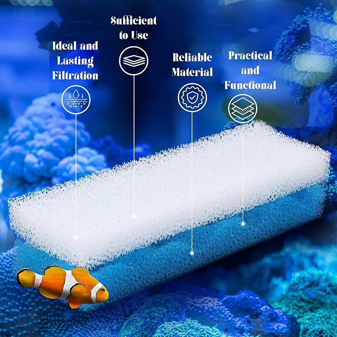 Threlaco 32 Pcs Filter Media Compatible with 306/307 Filters, Aquarium Replacement Maintenance Kit Including Biological Sponge, Ammonia/Phosphate/Nitrite Remover Pad, Aquarium Towel, Grease
