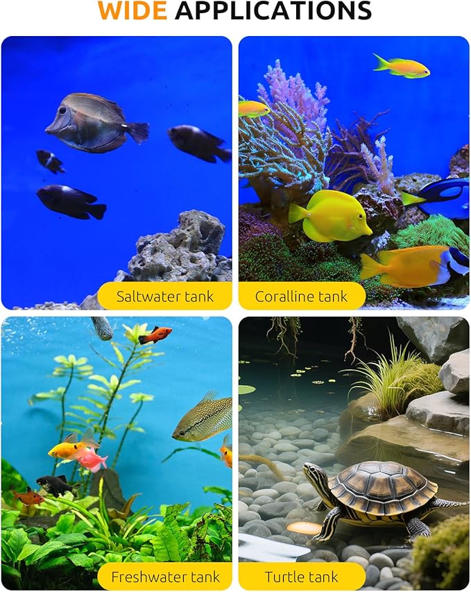 SEAOURA Aquarium Heater, 200W Fish Tank Heaters for 30-40 Gallon, Submersible Turtle Heater with LED Controller, Safety Protection & Auto Power-Off, Saltwater Freshwater