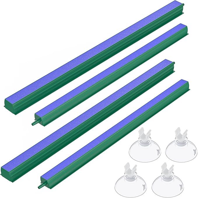 Pawfly Aquarium Air Stone Bar Bubbler 12 Inch, Fish Tank Bubbler Stone with 4 Suction Cups Square Oxygen Diffuser for Air Pump Fish Tank Pond and DWC Reservoir, 4 Pack