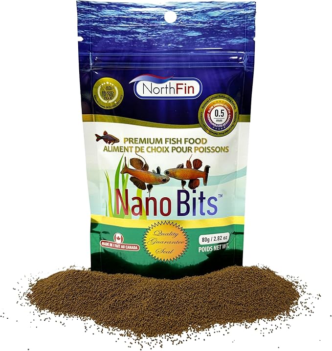 Northfin Nano Bits Premium Fish Food - 0.5mm Slow Sinking Pellets for Nano Fish, Betta, and Danios - High Protein, Insect-Based Formula with Omega-3, Spirulina, and Natural Color Enhancers (80g)