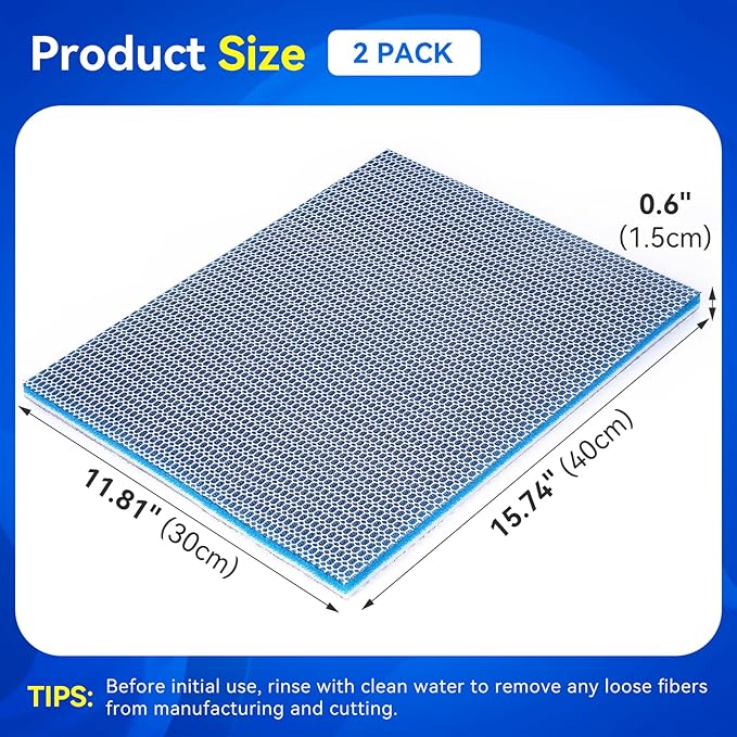 Borlech 8-Layer Fast-Acting Aquarium Filter Pad - Cut-to-Size Aquarium Floss Media for Fish Tank, Pond, Sump - Fast Water Polishing in Hours (15.75"x11.81"x0.6", 2 Pack)