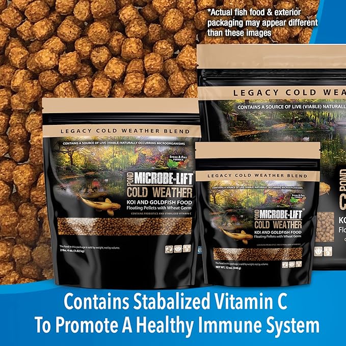 MICROBE-LIFT MLLWGSM Cold Weather Floating Fish Food Pellets with Wheat Germ for Ponds, Water Gardens, and Fountains, for Live Goldfish and Koi, 12 Ounces