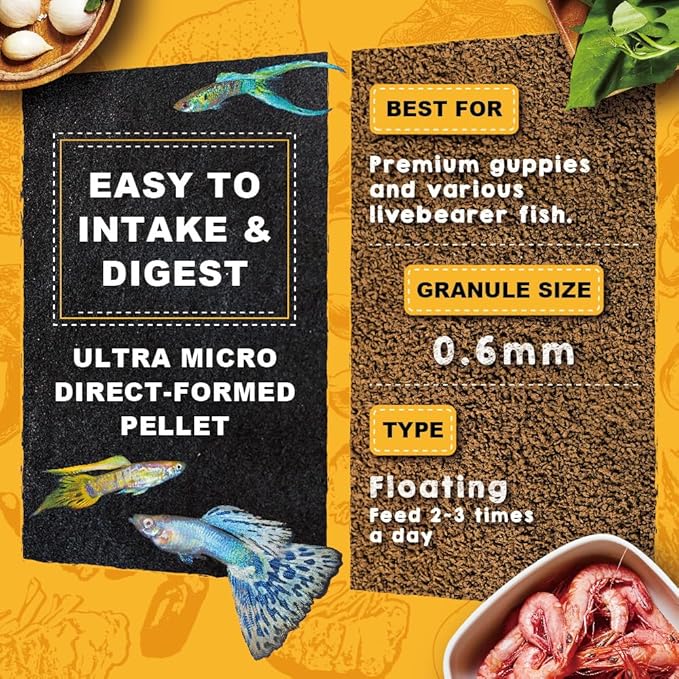 Ultra Fresh Apex Guppy Fish Food, Growth Formula with Natural Ingredients & Whole Nutrition 1.69oz