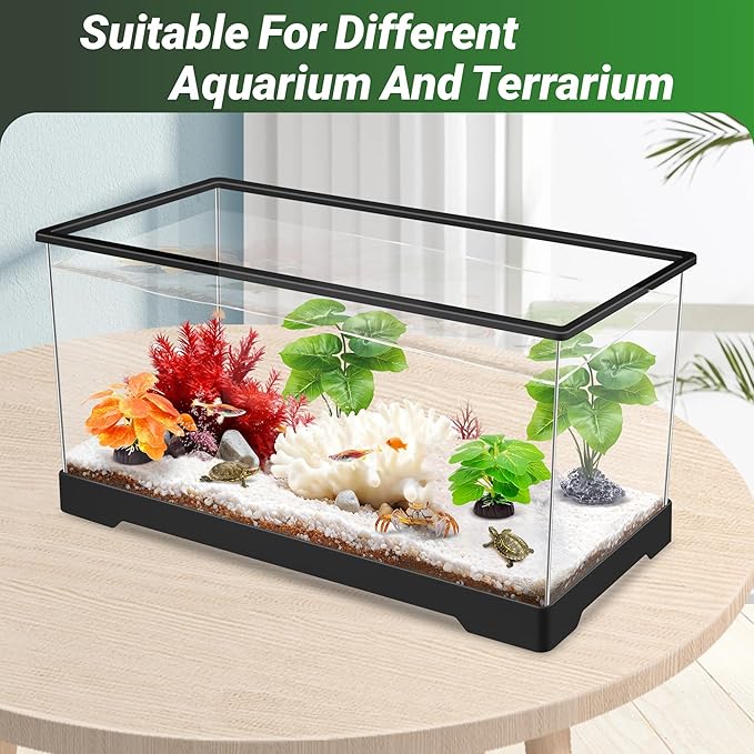 GOZILLA Fish Tank Plants, Reptile Artificial Plastic Plants, Reptile Plants for Terrarium, Aquarium Decorations Resin Pedestal Ornaments for Fish Tank Accessories Set.(4PCS/A-Set)