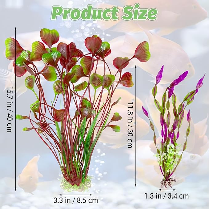 Hamiledyi Artificial Aquarium Plants for Fish Tank, Realistic Soft Plastic Water Grass, Safe Underwater Habitat Decorations, 2-Pack