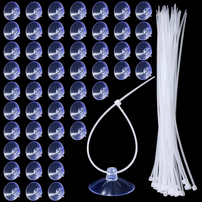 50PCS Aquarium Suction Cups, 25mm Small Suction Cups and 70PCS Zip Tie Aquarium Plant Holder Suctions Cup for Binding Aquariums Plant Holder Fishes Tanks Plants Moss Shrimp Nest Landscape Fixation