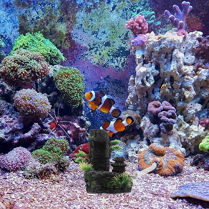 Milisten Small Resin Aquarium Rock Mountain Waterfall Ornament with Flowing Sand Effect, Fish Tank Decoration for Oxygenation and Hiding, Eco-Friendly Landscape Ornament for Freshwater