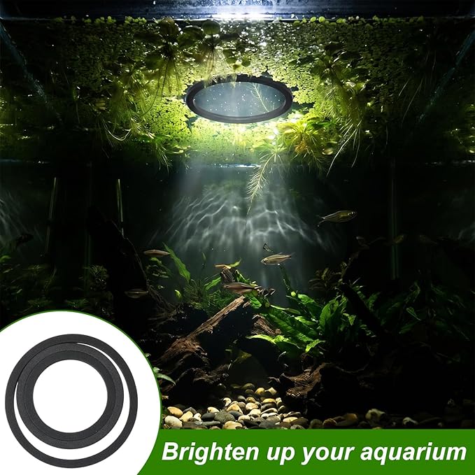 6 Pcs Aquarium Floating Plant Corral, Round & Square Fish Feeding Rings, EVA Fish Tank Accessories for Betta and Small Fishs, Floating Plant Barrier & Feeder Set with 2 Feeding Forks (Black)