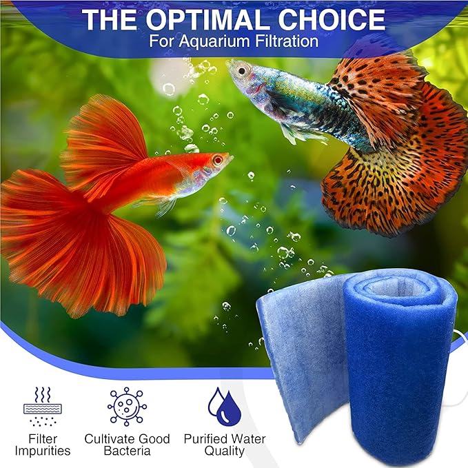 Big Kahuna Aquarium Filter Floss Rolls – 12-inch Pond and Aquarium Filter Media – 1-inch Thick Wet/Dry Aquarium Filter Pad – Bonded Filter Media Pad for Freshwater or Marine Aquariums, Ponds – 6ft
