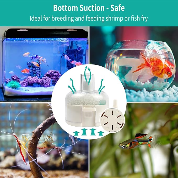 Small Aquarium Sponge Filter, Small Fish Tank Filter & Mini Submersible Fish Filter Built-in Air Bubble Stone and Bio Sponge for Fish Tanks up to 20-40 Gallon (Air Pump Not Included)