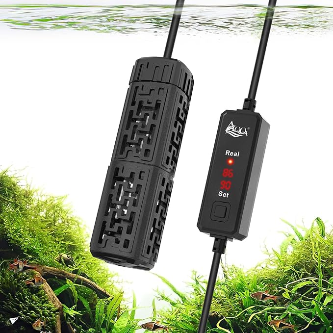 AQQA Fish Tank Heater,Aquarium Heater 50W 150W 250W 400W 500W 800W for 3-220 Gal,Set Temperature 59℉-93℉ Temperature Accuracy,Out of Water or High Temperature Automatic Power Off (25W)
