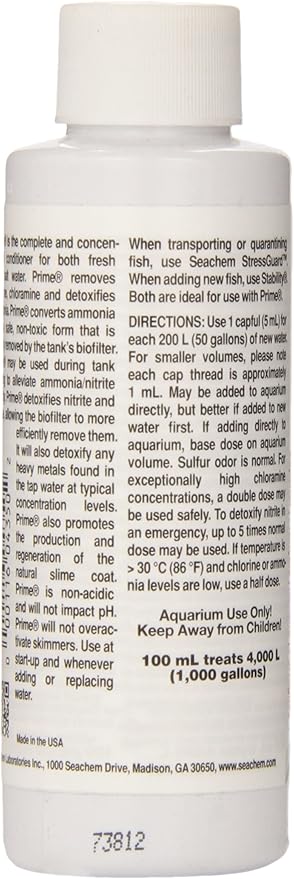 Seachem Prime Fresh and Saltwater Conditioner - Chemical Remover and Detoxifier 100 ml