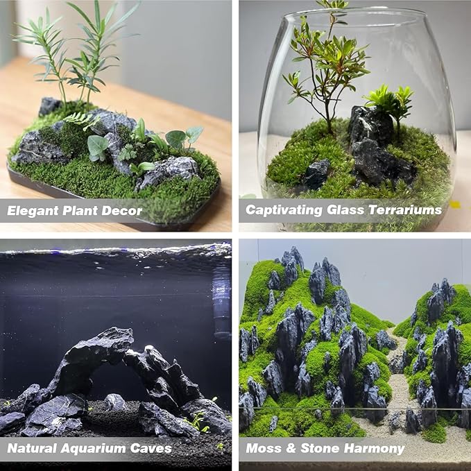 Unocho Seiryu Stone Aquarium Rocks 40lb Natural Fish Tank Rocks for Aquascaping Garden Landscaping Decoration Paludarium Amphibian Enclosures(3-12 Inches)