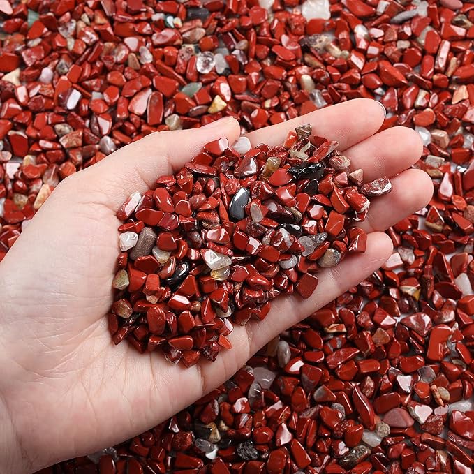 LAIDANLA Red Jasper Crushed Stone Crystal Chips Bulk Natural Gemstones Healing Reiki Crystals Mini Quartz Vase Filler Aquarium Gravel 0.55lb