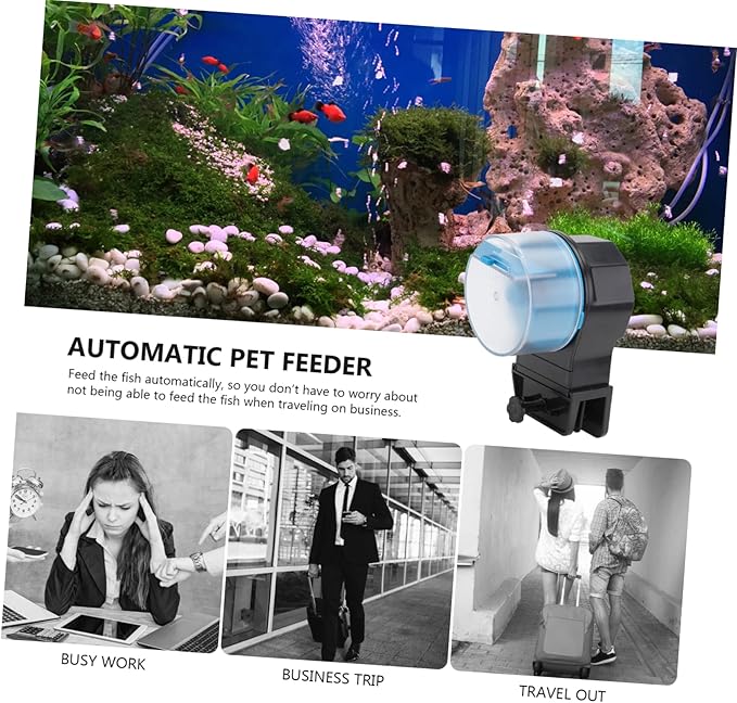 Totority 1 Set Automatic Feeder Aquarium Feeder Auto Fish Food Dispenser Aquarium Dispenser Accessories Turtle Fish Feeding Device Feeding Accessories Abs Blue