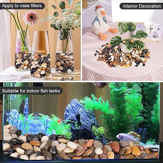 20 lbs River Stones and Pebbles can be Used for Gardening; Aquarium Rocks and Gravel are Suitable for Fish Tank decorationsand Sand Pebbles