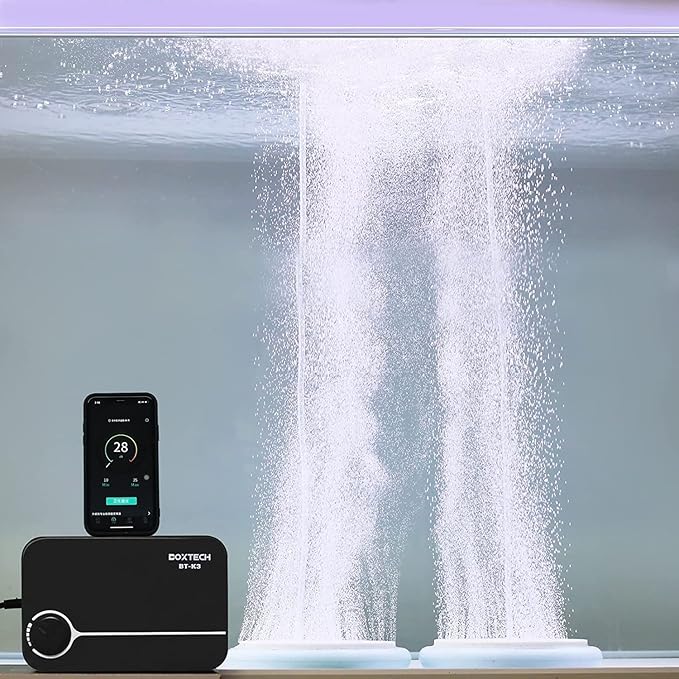 Fish Tank Air Pump Kit - Aquarium Ultra-Quiet Adjustable Air Pump with 2 Pcs 6 Inch Air Stones Oxygen Bubbler