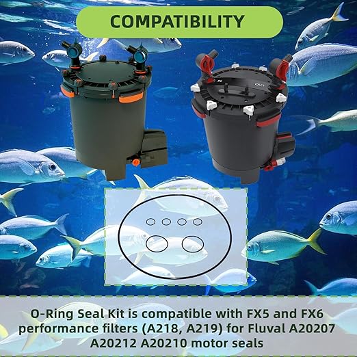O-Ring Seal Kit Compatible with FX5 and FX6 Canister Aquarium Filter for Fluval A20212 ×4,A20207 ×2, A20210 ×1 Lid and Motor Seals Replacement Parts