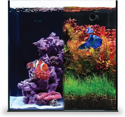 Ultum Nature Systems Dual AIO - Freshwater/Saltwater Compatible All in One Rimless Tank with Triple Chamber Filtration System, Integrated Filter Aquarium w/Leveling Mat - 7 Gallon, 30A, Black