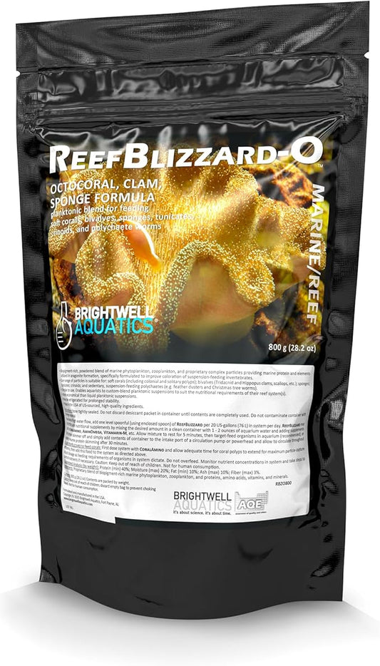 Brightwell Aquatics Reef Blizzard-O Powdered Planktonic Food Blend for Octocorals & Bivalves, 800g