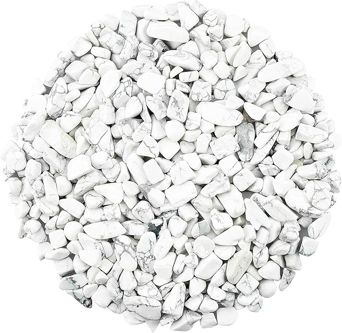 ZHIYUXI Howlite Crystal Chips Bulk Fish Tank Decorations Aquarium Rocks Gravel Vase Filler Stones Crystals for Candle Making Witch Kit Gravel for Plants Quartz Sand Gemstone 0.22 lbs
